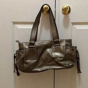 Silver faux leather shoulder handbag